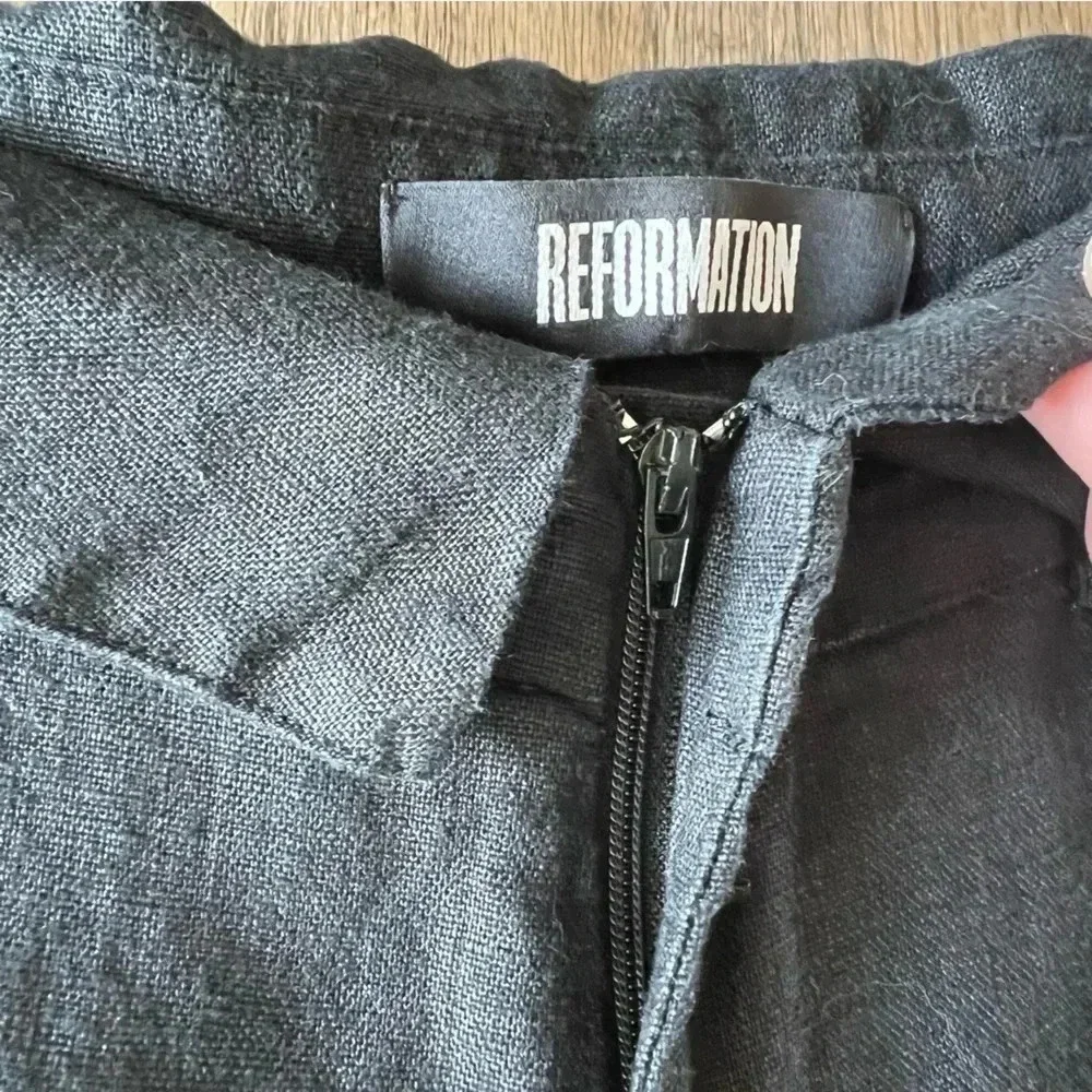 Reformation Pants Foldover Waistband Pleated Cuffed Hem Pockets Size 4 Black